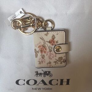 Coach Floral Card Holder with Gold Hardware